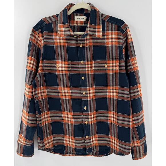 Taylor Stitch The Ledge Shirt 40 M Rust Plaid Navy Heavyweight Flannel - Picture 2 of 8